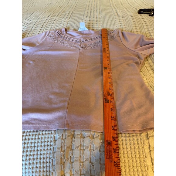 Liz Claiborne Blouse Plus Sz XXL Blush Pink Top Soft Stretchy 3/4 Sleeve  Lace - Picture 9 of 9